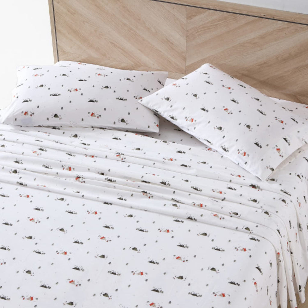 Eddie Bauer - King Sheets, Cotton Percale Bedding Set, Crisp & Cool Home Decor (Cascade Camping, King)