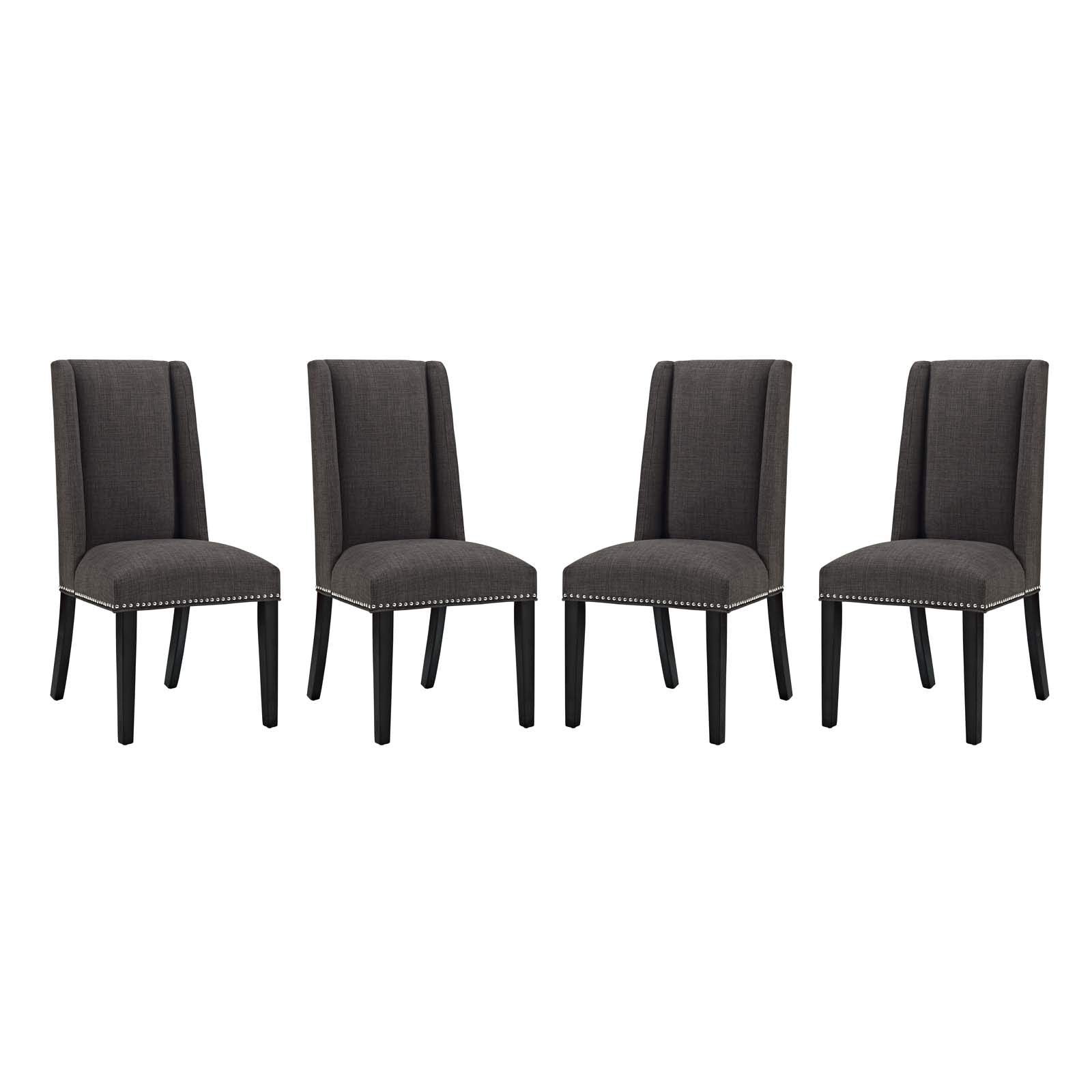 Modway Baron Fabric Set Of 4, Four Dining Chair, Brown