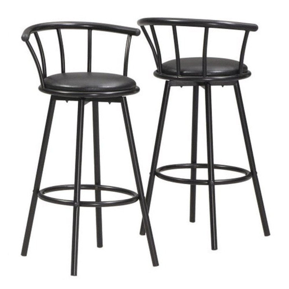 Monarch Specialties 43' H Curved Back Swivel Bar Stool with Rounded Footrest, Black - Set of 2