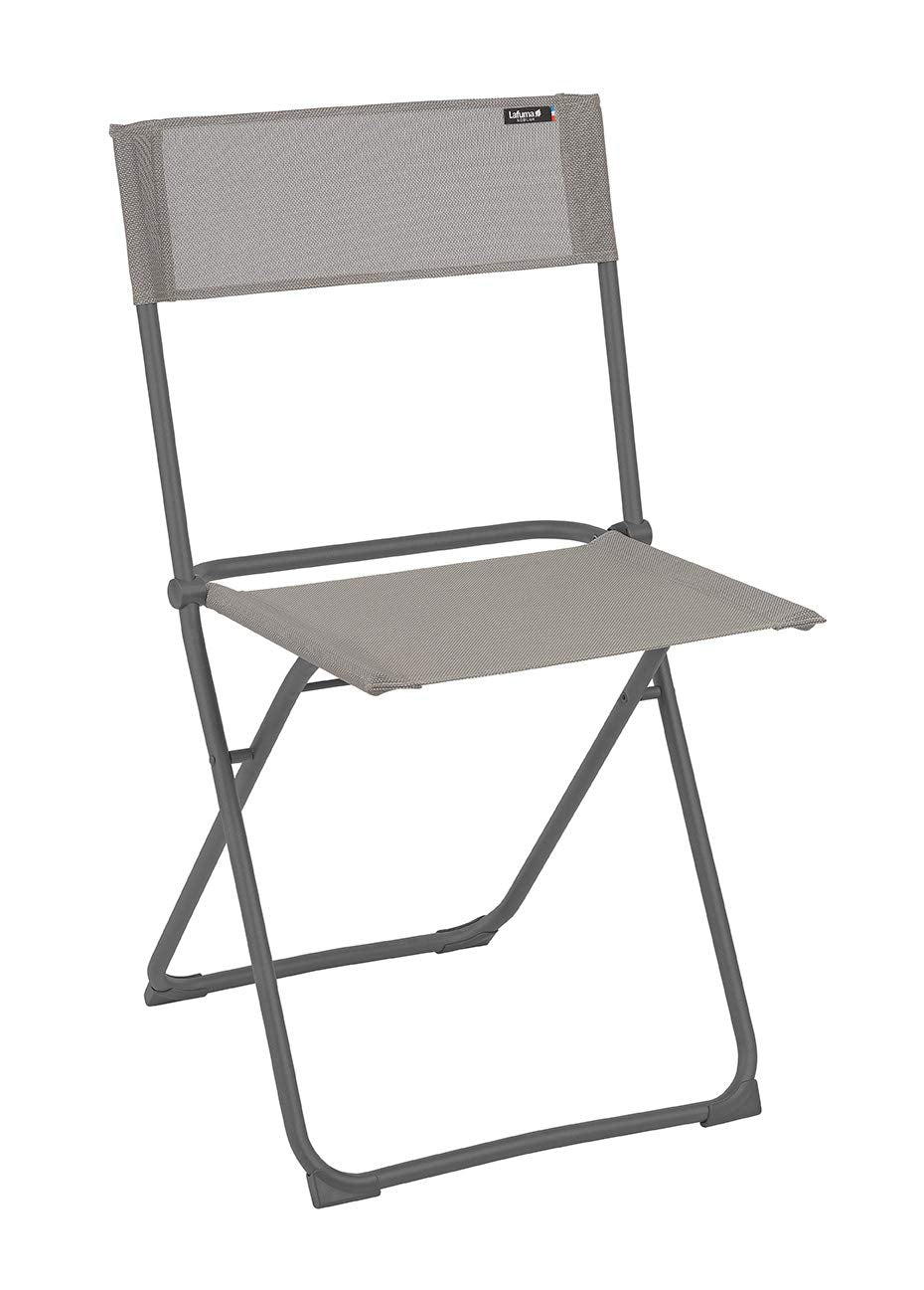 HomeRoots Frame: Powder Coated Finish (100% Polyester Powder Folding Chair - Set of 2 - Basalt Steel Frame - Terre Fabric