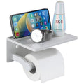 Homely Trove Toilet Paper Holder with Phone Shelf - Tissue Roll Holder Bathroom Storage Dispenser - Adhesive Toilet Paper Holder