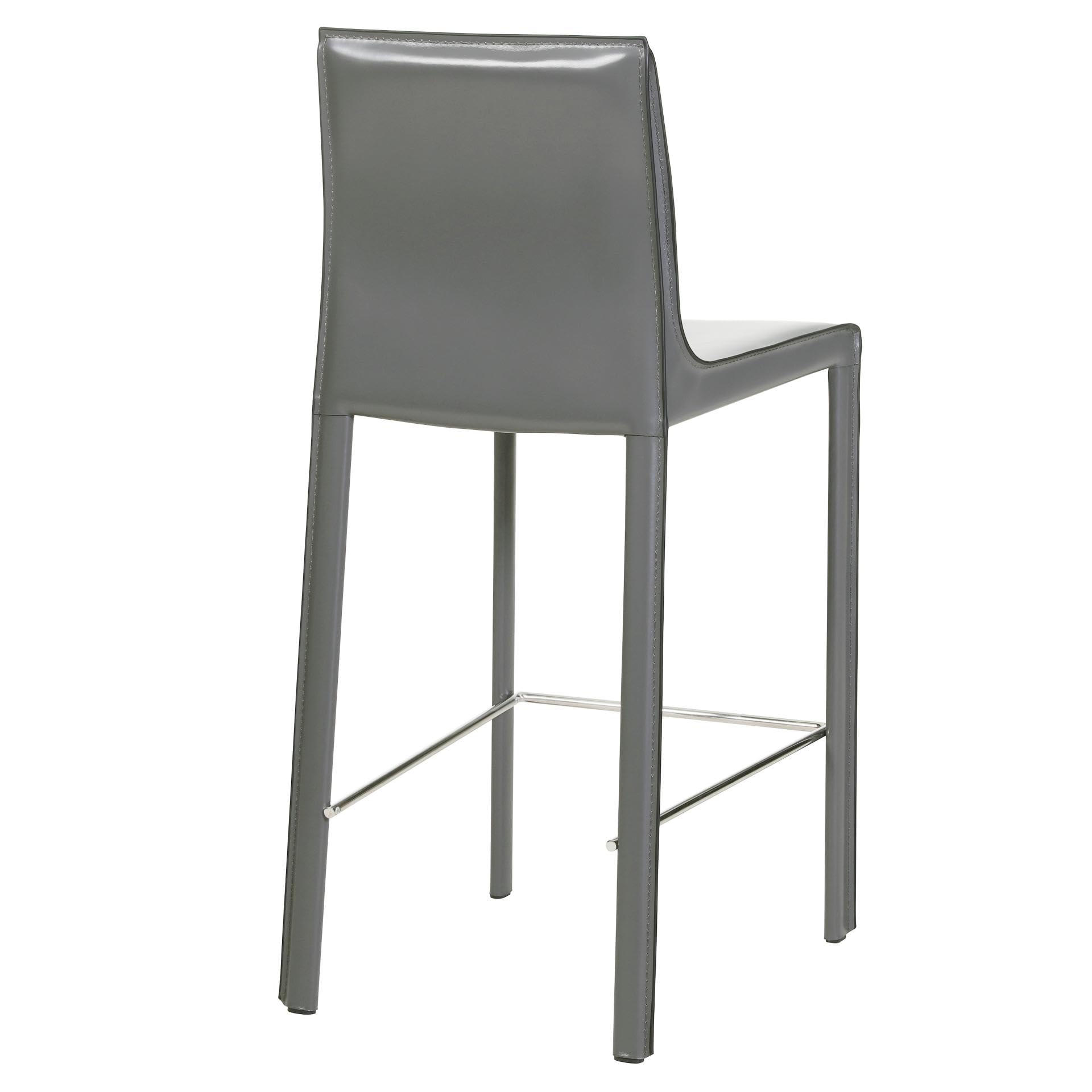 New Pacific Direct Gervin Recycled Leather Counter, Set Of 2 Bar & Counter Stools, Anthracite Gray
