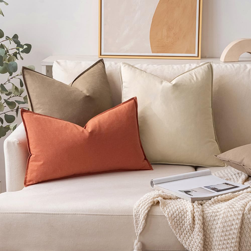 Miulee Pack Of 2 Beige Pillow Covers 26X26 Inch Decorative Couch Throw Pillow Covers Linen Cushion Covers Set Modern Farmhouse Home Decor For Sofa Living Room Bed