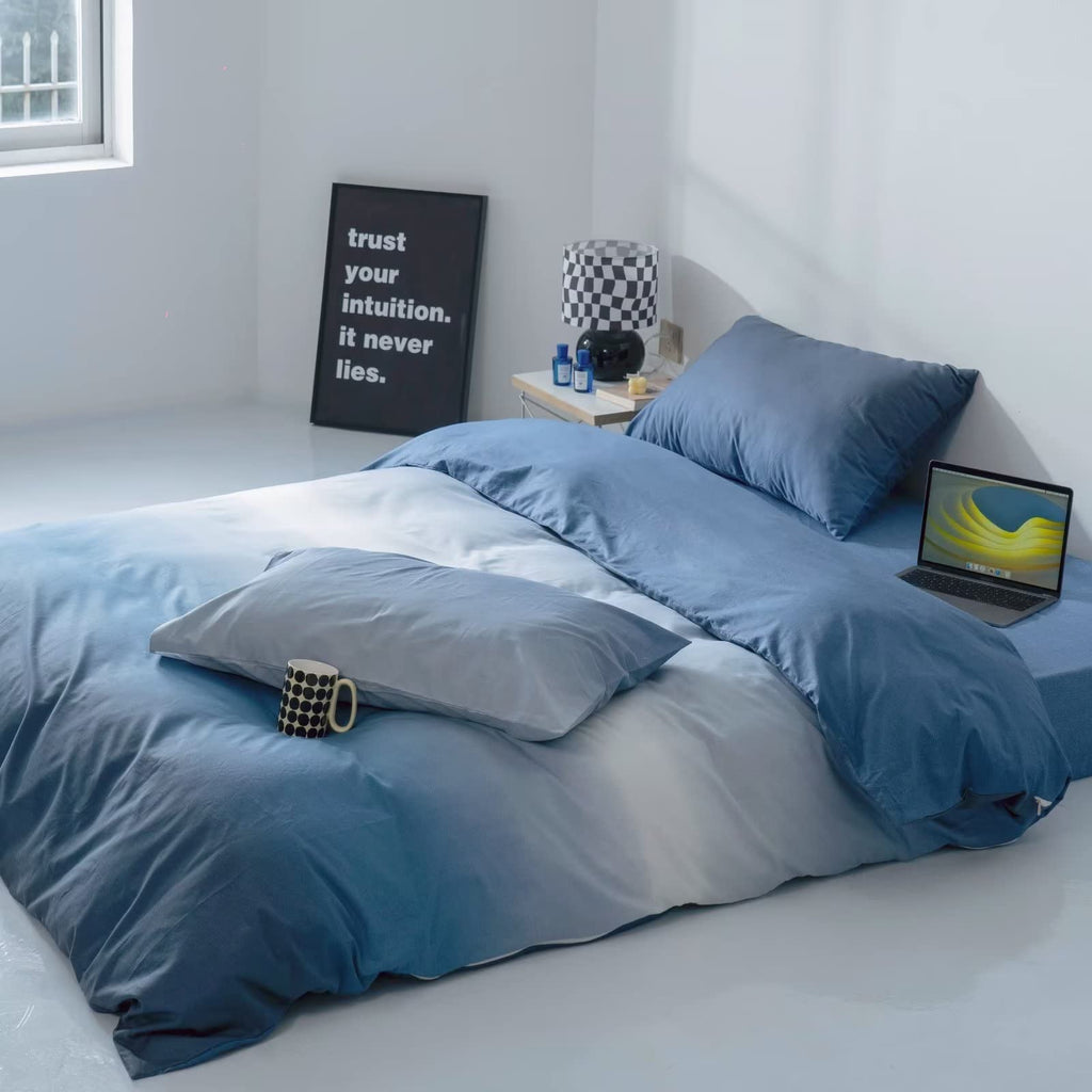 Karever Blue Gradient Comforter Set Full Gradient Blue Queen Bedding Comforter Set Multicolor Light Blue Bedding Set Blanket Qui