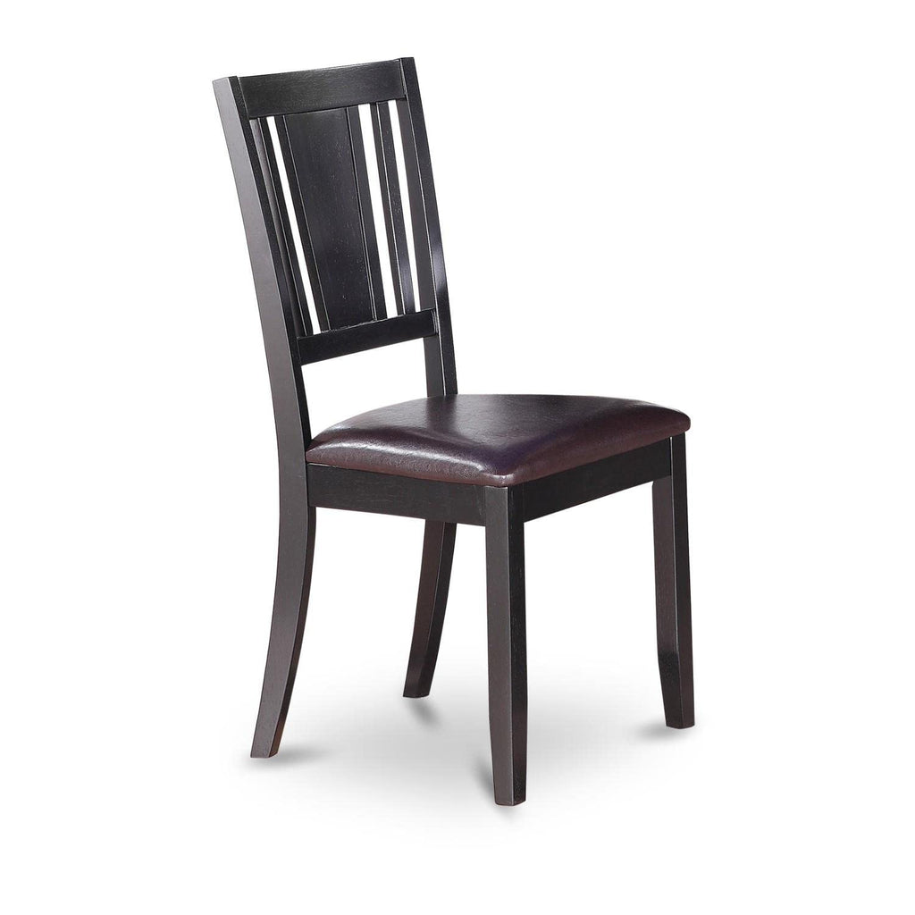 East West Furniture Dudley Dining Faux Leather Upholstered Wood Chairs, Set of 2, Black