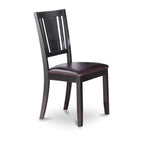 East West Furniture Dudley Dining Faux Leather Upholstered Wood Chairs, Set of 2, Black