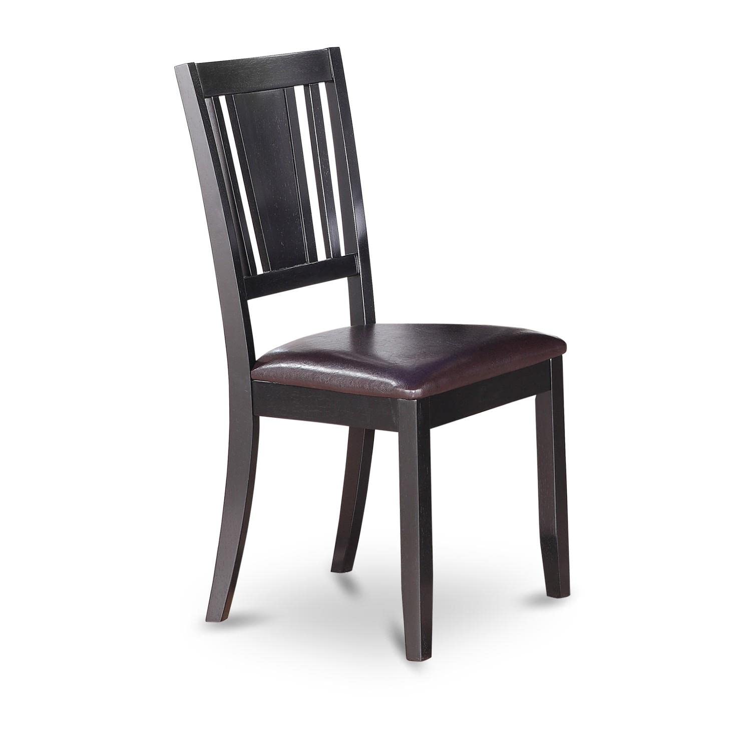 East West Furniture Dudley Dining Faux Leather Upholstered Wood Chairs, Set of 2, Black