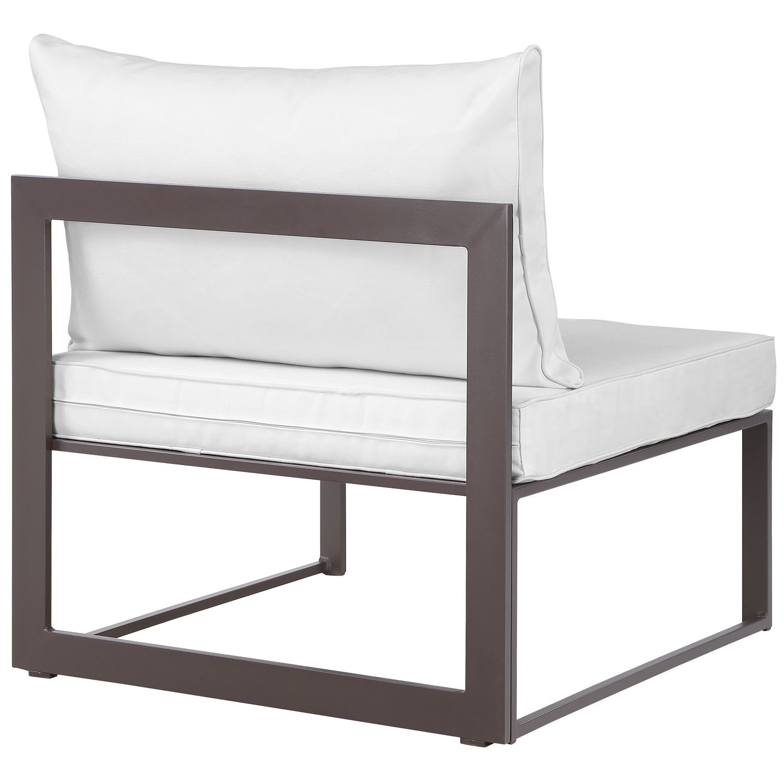 Modway Fortuna Aluminum Outdoor Patio Armless Chair In Brown White