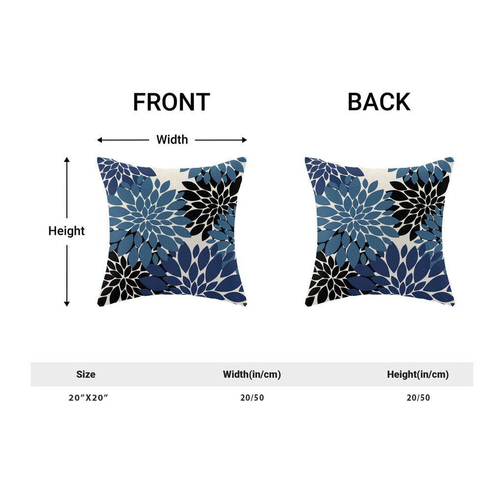 Navy Blue Black Pillow Covers 20X20 Inch Set Of 2 Dahlia Floral Decor Throw Pillows Summer Modern Geometry Flower Outdoor Decora