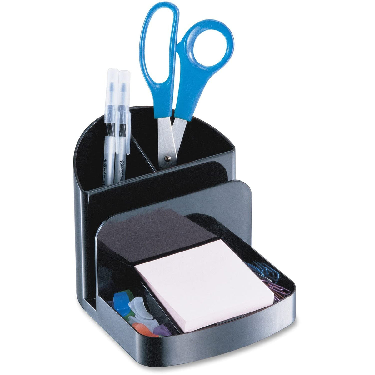 Officemate 26022 Rcyl'D Desktop Organizer, Black 5-Comp, 5-3/8-Inch X 6-3/4-Inch X 5-Inch