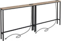 Elyken 2 Pack 5.9' Narrow Console Sofa Table With Power Outlets, 5.9' Dx39.4 Wx31.1 H Long Couch Table With Metal Frame And Charge Station With 6.5’ Extension Cord, White Oak