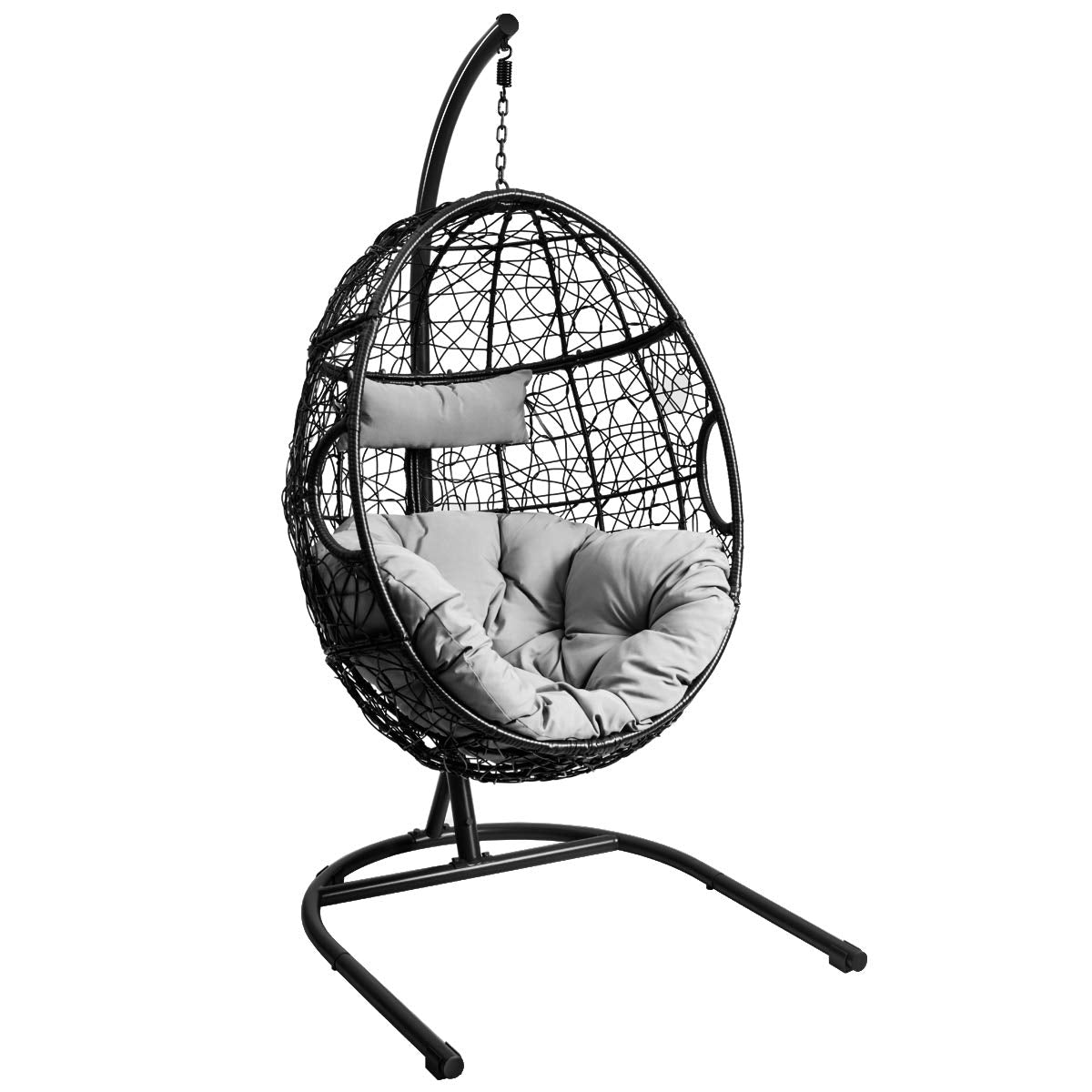 Giantex Hanging Egg Chair, 36.5-Width Oversized Swing Chair With C-Hammock Stand Set, Hammock Chair With Soft Seat Cushion & Pil