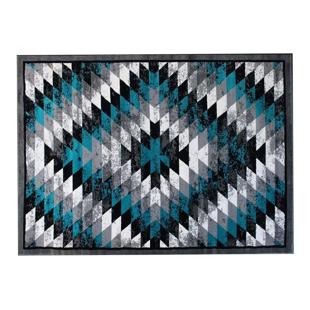 Flash Furniture Teagan Collection Southwestern Style Area Rug - Olefin Turquoise Accent Rug - 5' X 7' - Jute Backing - Entryway, Living Room, Bedroom