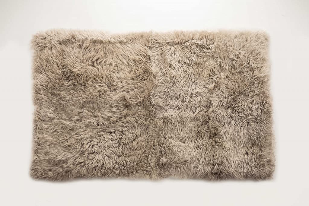 HomeRoots New Zealand Sheepskin, Microsuede 3' x 5' Taupe Natural Rectangular Sheepskin Area Rug