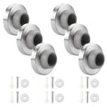 6Pcs Concave Wall Door Bumper Stop Gray Rubber Wall Mount Door Stoppers Silver Stainless Round Door Knb Stop Protector Prevent D