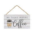 Simply Said, INC Petite Hanging Accents Coffee Sign - No Talkie Before Coffee - 6.5 x 3.5 inch Wood Sign - Cute Coffee Decor - F