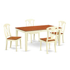 East West Furniture NIKE5-WHI-W 5 Piece Dinette Set for 4 Includes a Rectangle Room Table with Butterfly Leaf and 4 Dining Chairs, 36x66 Inch, Buttermilk & Cherry