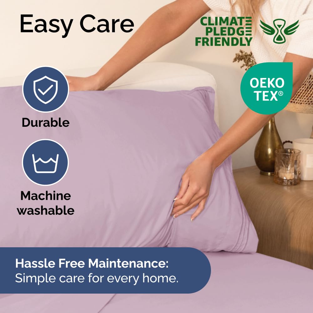 Extra Deep Pocket King Sheets - 4 Piece Breathable & Cooling Bed Sheets - Hotel Luxury Sheet Set - Soft, Wrinkle Free & Comfy - Easily Fits Extra Deep Mattresses - Deep Pocket Light Lavender Sheets
