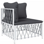 vidaXL Patio Furniture Set 4 Piece, Sectional Sofa with Cushions, Patio Lounge Set for Garden Lawn Backyard, Outdoor Patio Furniture, White Steel