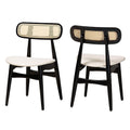 Baxton Studio Tarana Mid-Century Fabric Dining Chair, Cream/Black/Light Brown, 2/Set (234-2P-13297-HT)