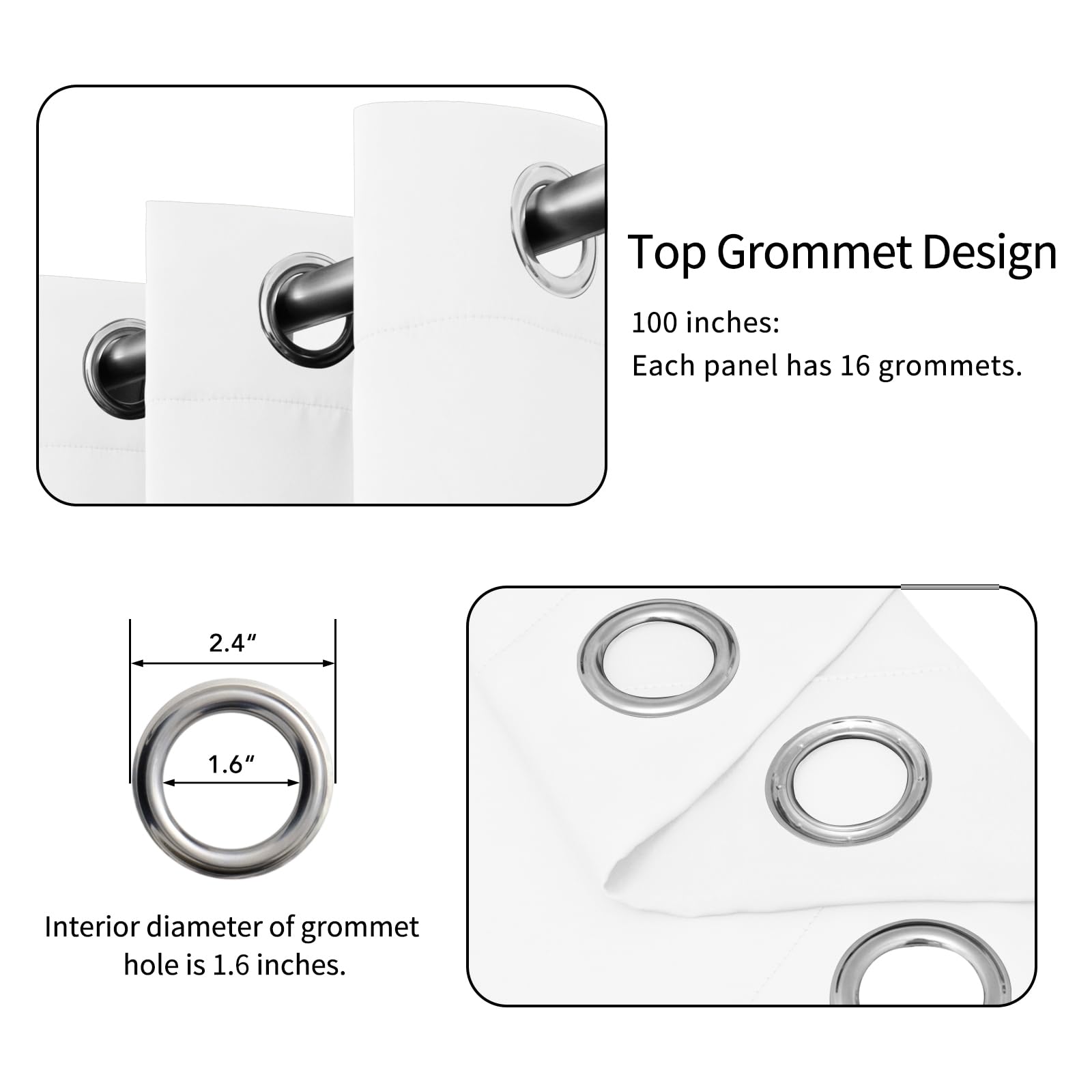 Easy-Going Blackout Door Curtains For Bedroom, Solid Thermal Insulated Grommet And Noise Reduction Window Drapes, Room Darkening Curtains For Living Room, 1 Panel (100X84 In, White)