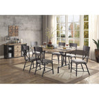 Acme Edina 3-Drawer Wooden Server with Metal Doors in Oak and Sandy Black
