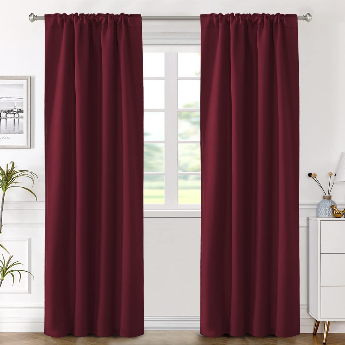 H.Versailtex Blackout Curtains Thermal Insulated Window Treatment Panels Room Darkening Blackout Drapes For Living Room Back Tab/Rod Pocket Bedroom Draperies (2 Panels, Bronze Green, 42 X 84 Inch)