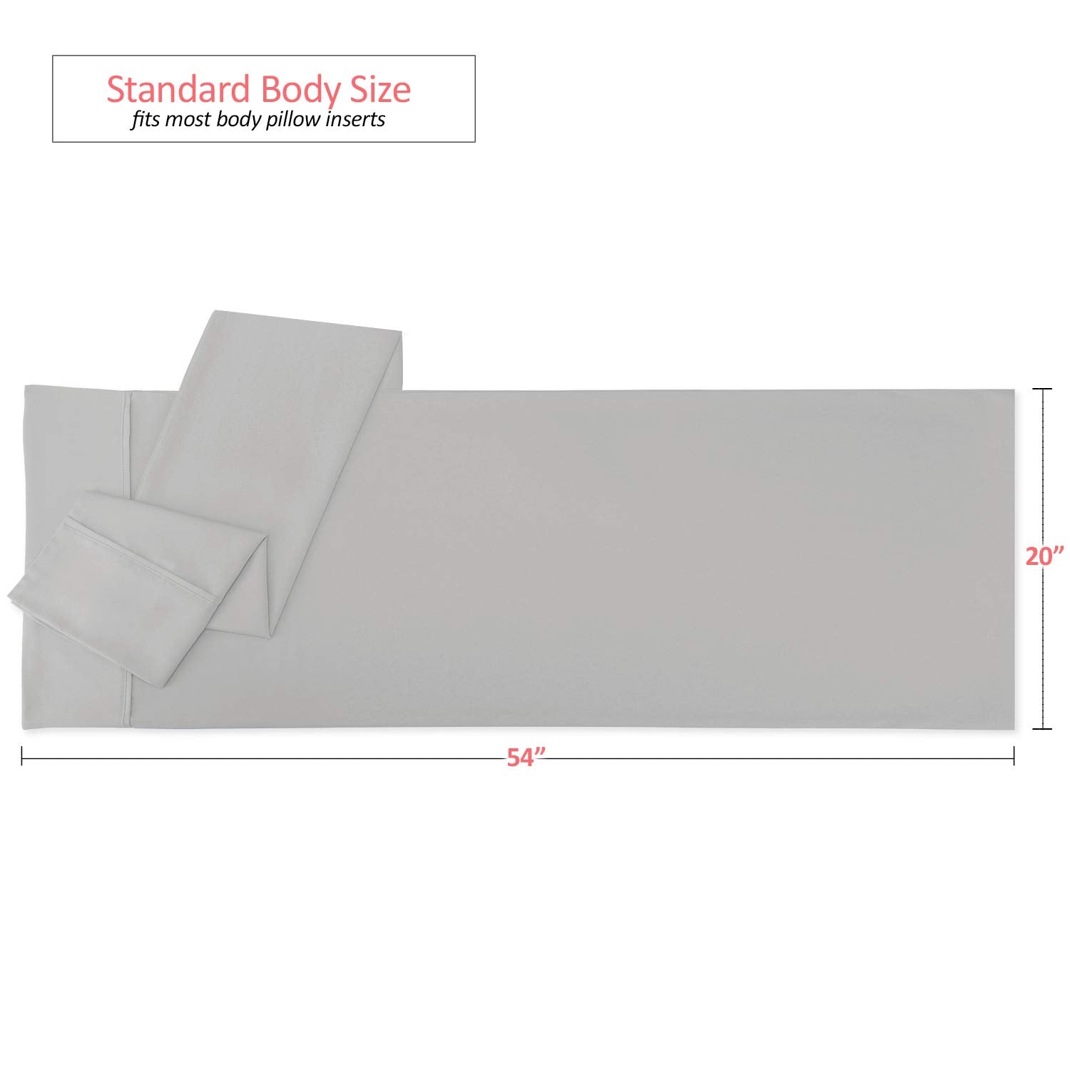 Nestl Body Pillow Cover - Soft Body Pillow Pillowcase - Lightweight Light Gray Pillowcase - Microfiber Body Pillow Case Cover - 20X54 Inches - Envelope Closure, Set Of 2