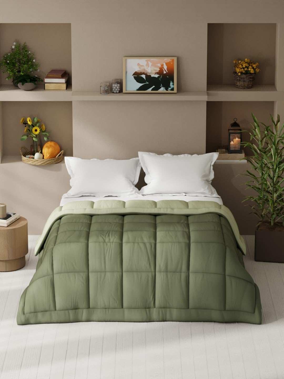 Kopa Ultra Soft Microfiber Reversible Comforter For All Weather 1Pc Double (Feather Lite) Olive/Sage
