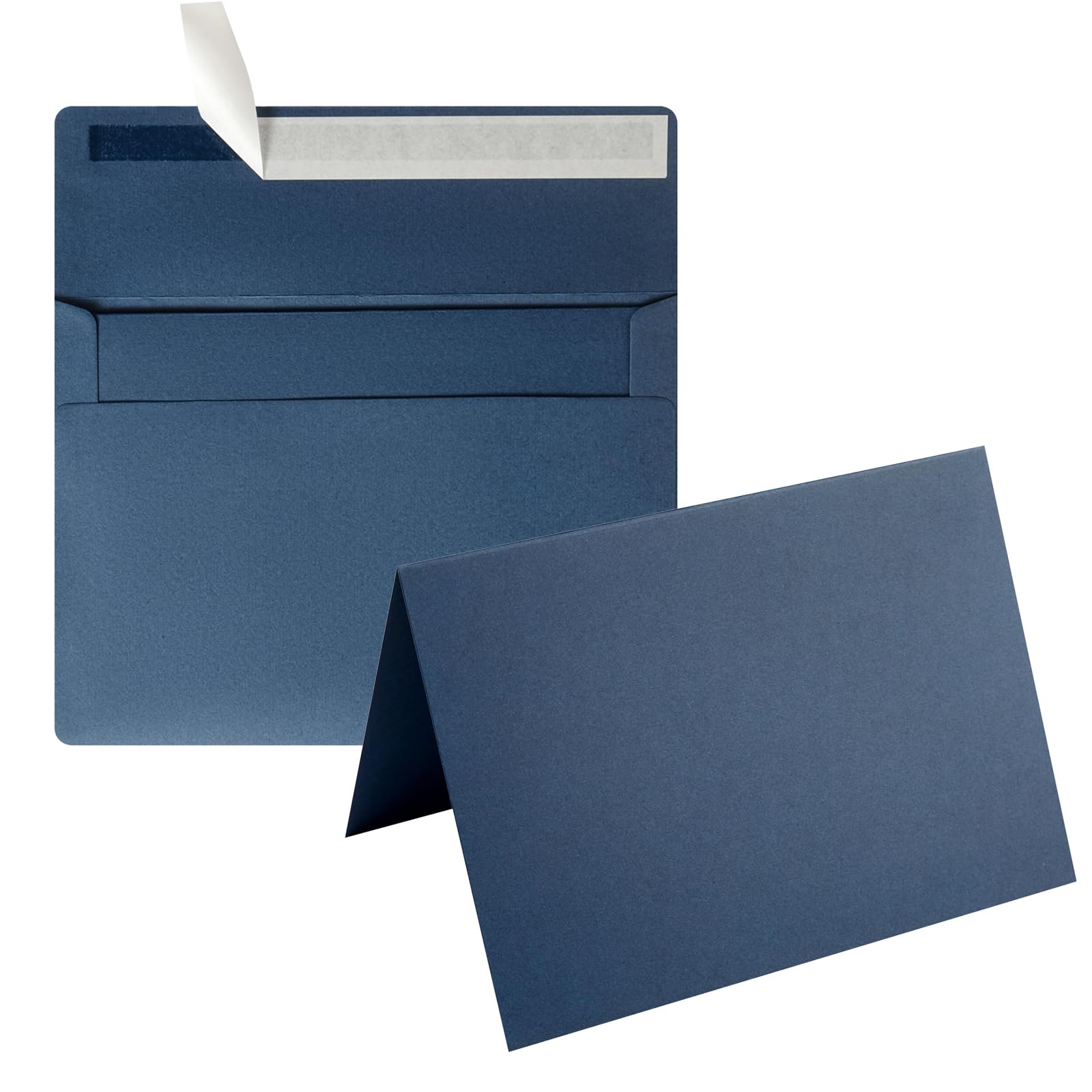 Wishop 50 Pack Self-Adhesive Envelopes With Fold Cards For Wedding Invitations, Greeting Cards, Baby Shower, Letter Mailing (Nav