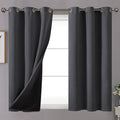 Youngstex Dark Grey Short Blackout Curtains 40 Inch Long For Windows, Grommet Double Layer Darkening Thermal Window Drapes For B