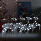 Vidaxl Christmas Reindeers 4 Pcs, Christmas Lighting Display With 80 Leds, Xmas Decoration For Indoor Outdoor, Holiday Ornament, Modern Style, Silver