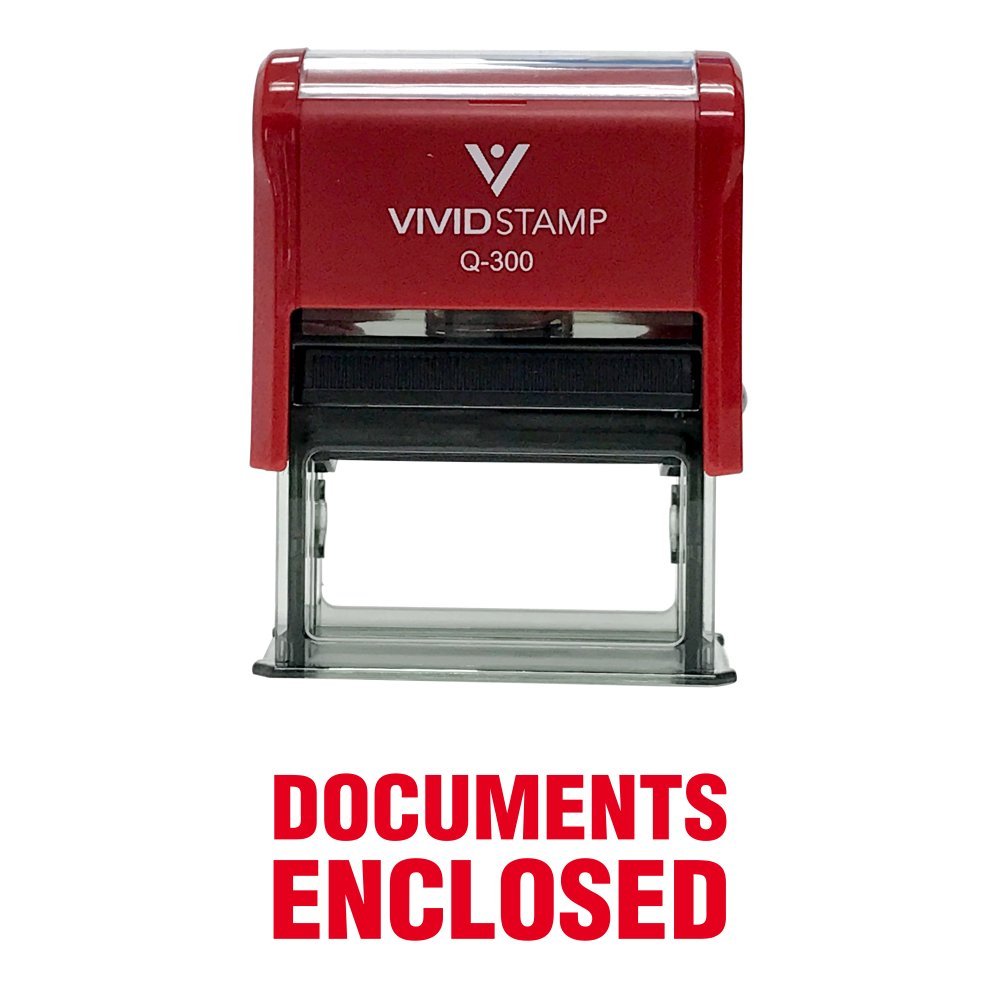 Documents Enclosed Self Inking Rubber Stamp (Red Ink) - Large