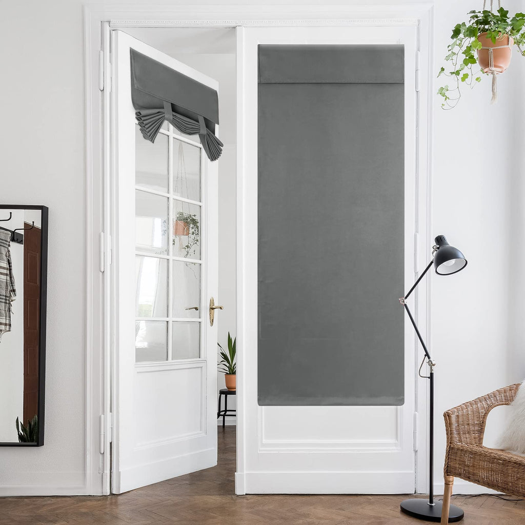 Homeideas Grey Door Curtains Blackout Privacy French Door Curtains, Door Window Curtains Christmas ?Decoration For Bedroom, 26 X