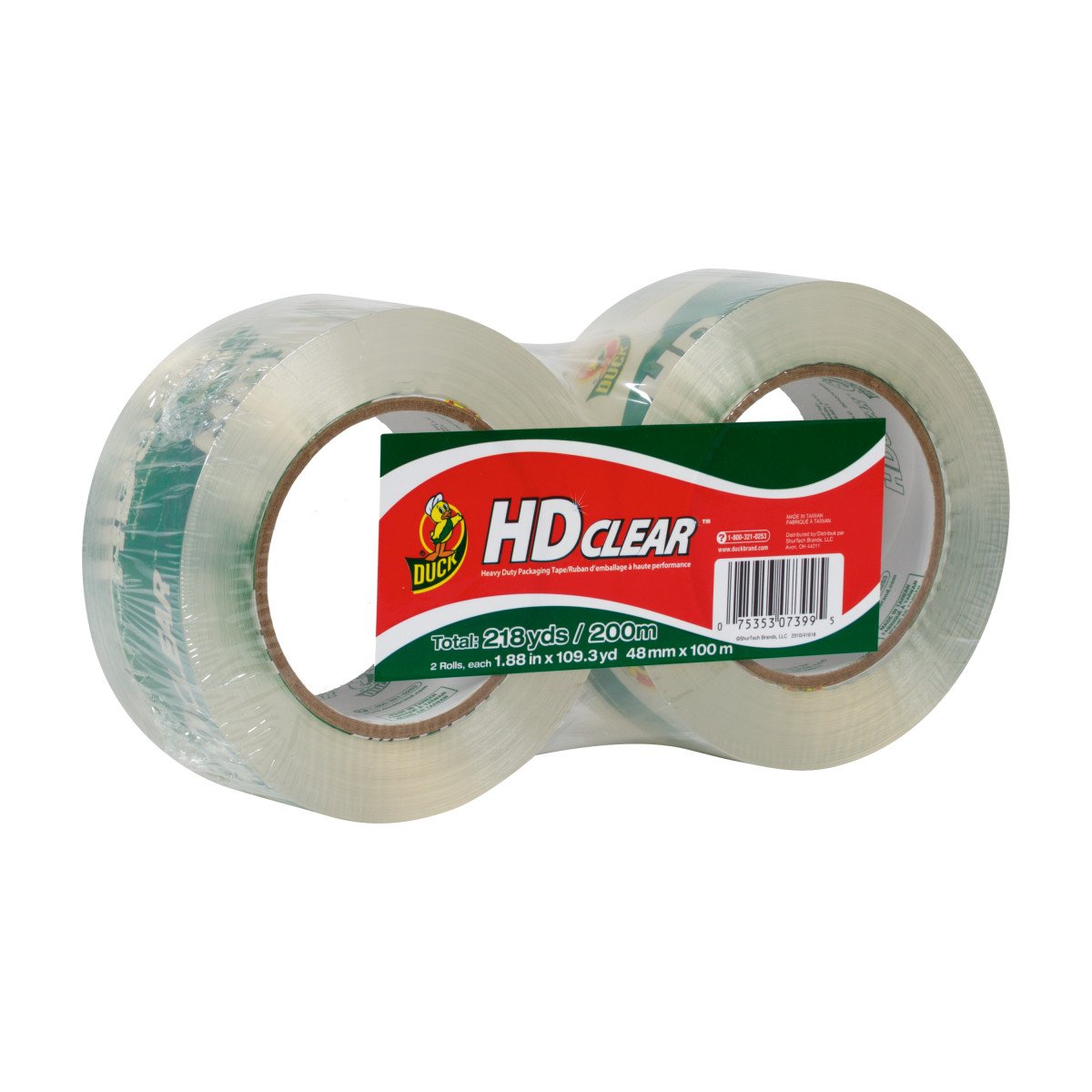 Duck Hd Clear Heavy Duty Packing Tape Refill, 2 Rolls, 1.88 Inch X 109.3 Yard, (299010)