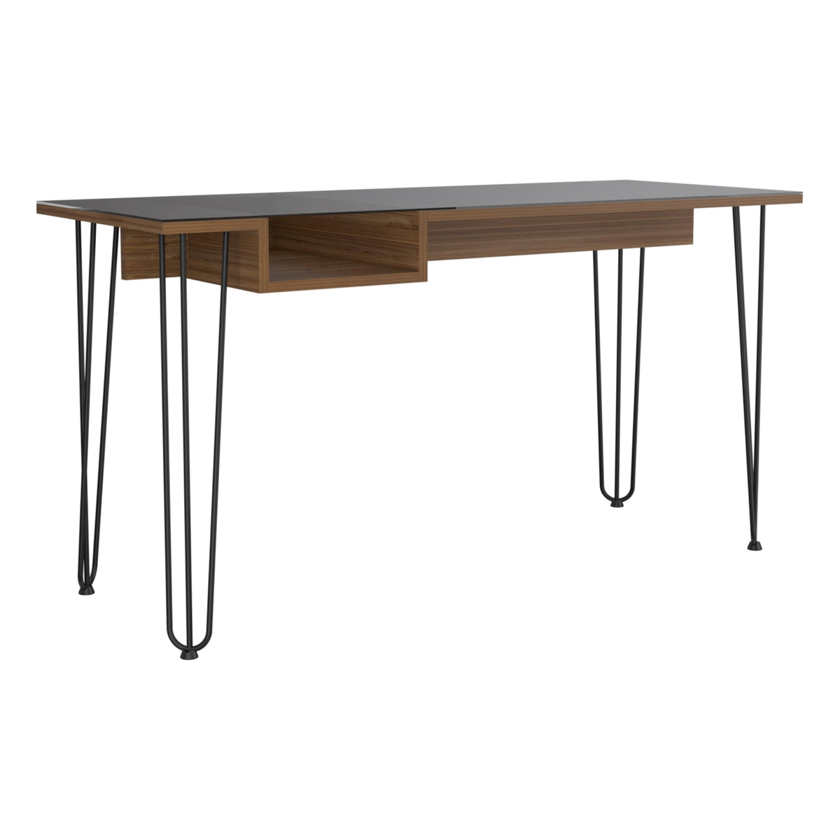 Tuhome Baxter 140 Desk, One Shelf, Four Legs -Mahogany