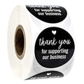 Small Business Labels / 500 Bold Black And White Shopping Small Company Decals / 1.5' Round Thank You Sticker