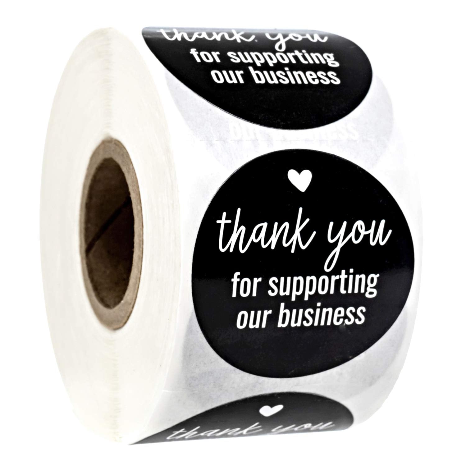 Small Business Labels / 500 Bold Black And White Shopping Small Company Decals / 1.5' Round Thank You Sticker