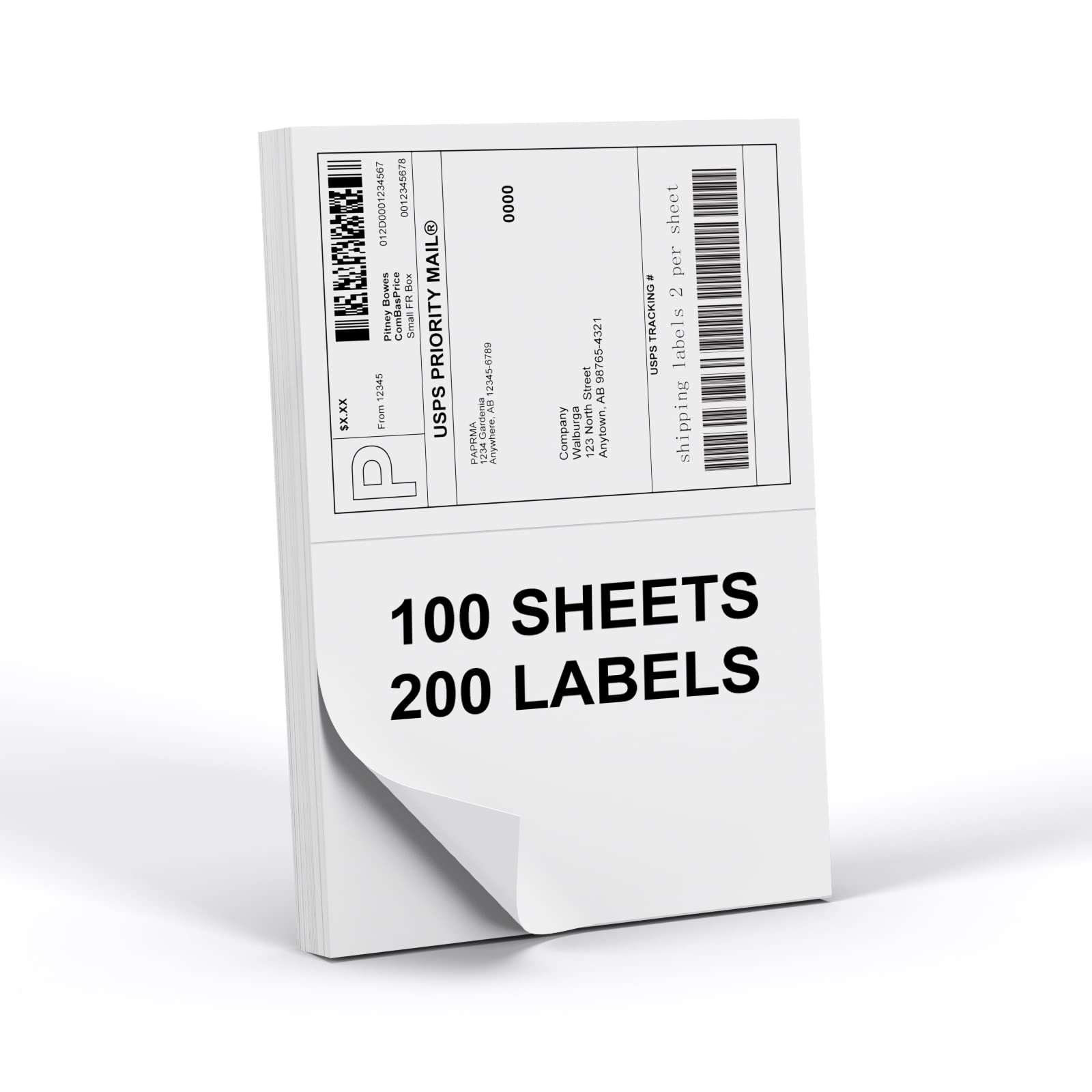 8.5' X 5.5' Shipping Labels 200 Labels, Paprma Half Sheet Shipping Mailing Labels For Laser & Inkjet Printers, Self-Adhesive L