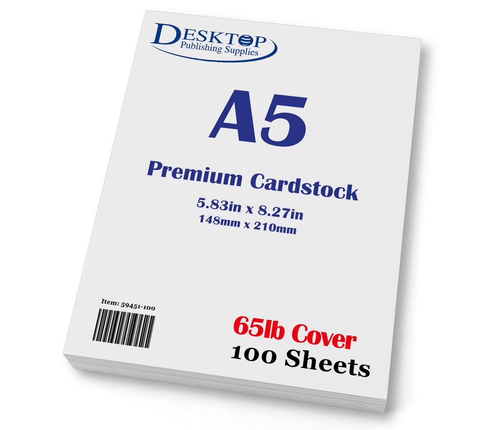 Premium A5 (8.3'X 5.83') Cardstock - 65Lb Cover (176 Gsm) White (100 Sheets)