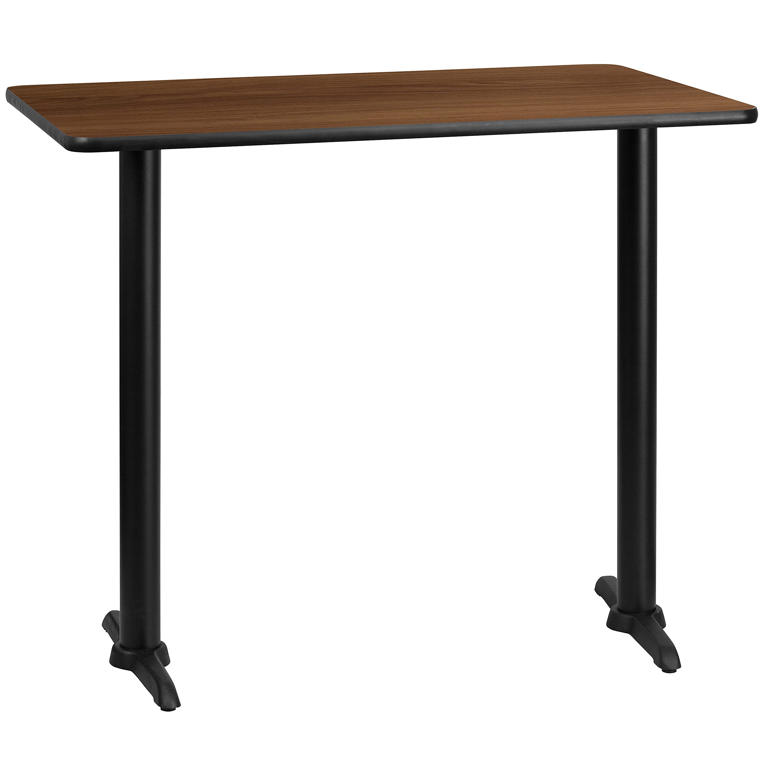 Flash Furniture 30'' X 48'' Rectangular Walnut Laminate Table Top With 5'' X 22'' Bar Height Table Bases