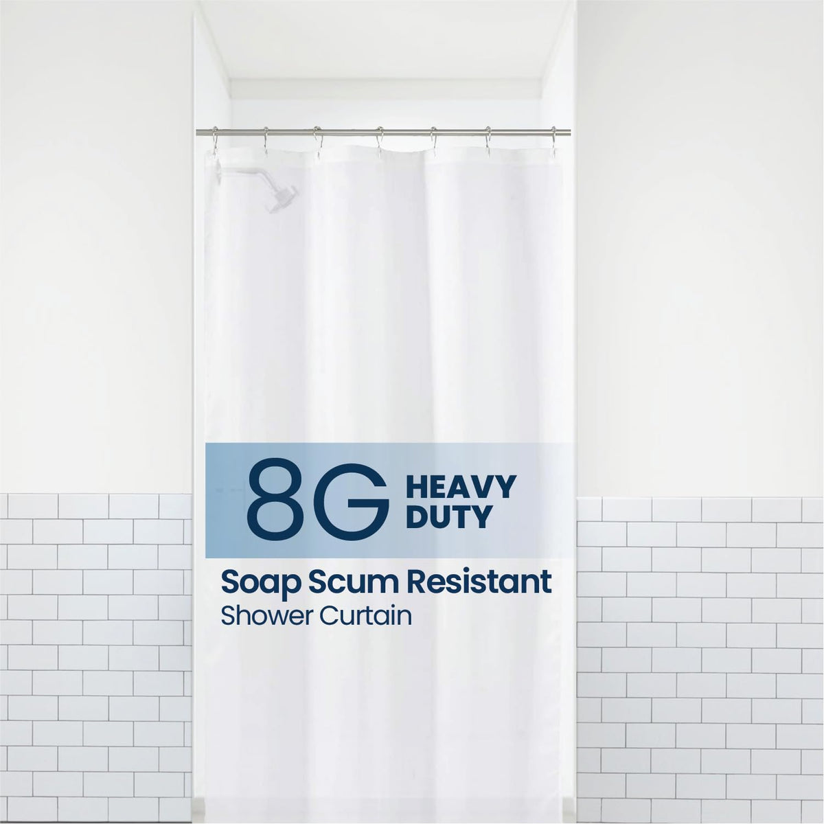 Liba Shower Curtain 2 Pack- Waterproof Plastic Shower Curtain Premium Peva Non-Toxic With Rust Proof Grommets White 8G Heavy Dut