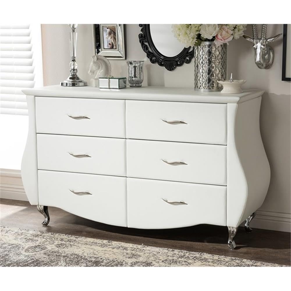 Baxton Studio BBT2039-White-Dresser Dressers, Medium, White