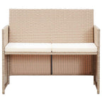 vidaXL Outdoor 2-Seater Patio Sofa with Cushions, Beige Poly Rattan, Weather-Resistant, Comfortable and Durable, Ideal for Garden/Patio/Deck