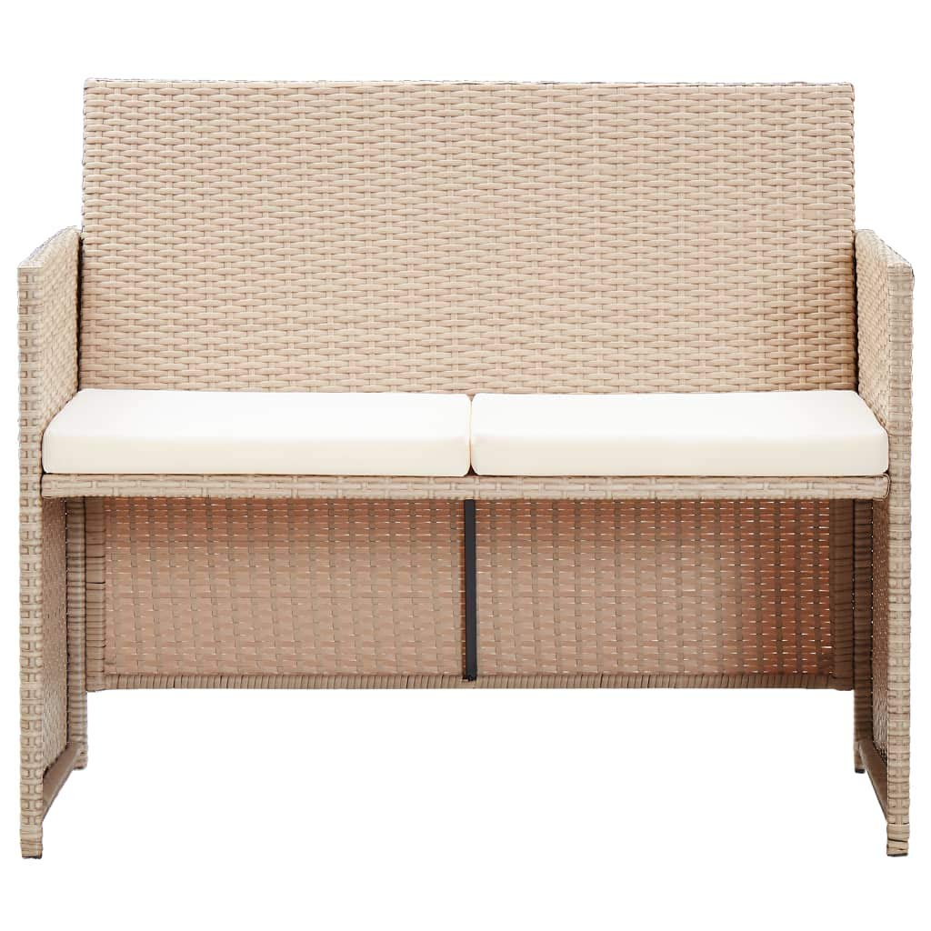 vidaXL Outdoor 2-Seater Patio Sofa with Cushions, Beige Poly Rattan, Weather-Resistant, Comfortable and Durable, Ideal for Garden/Patio/Deck