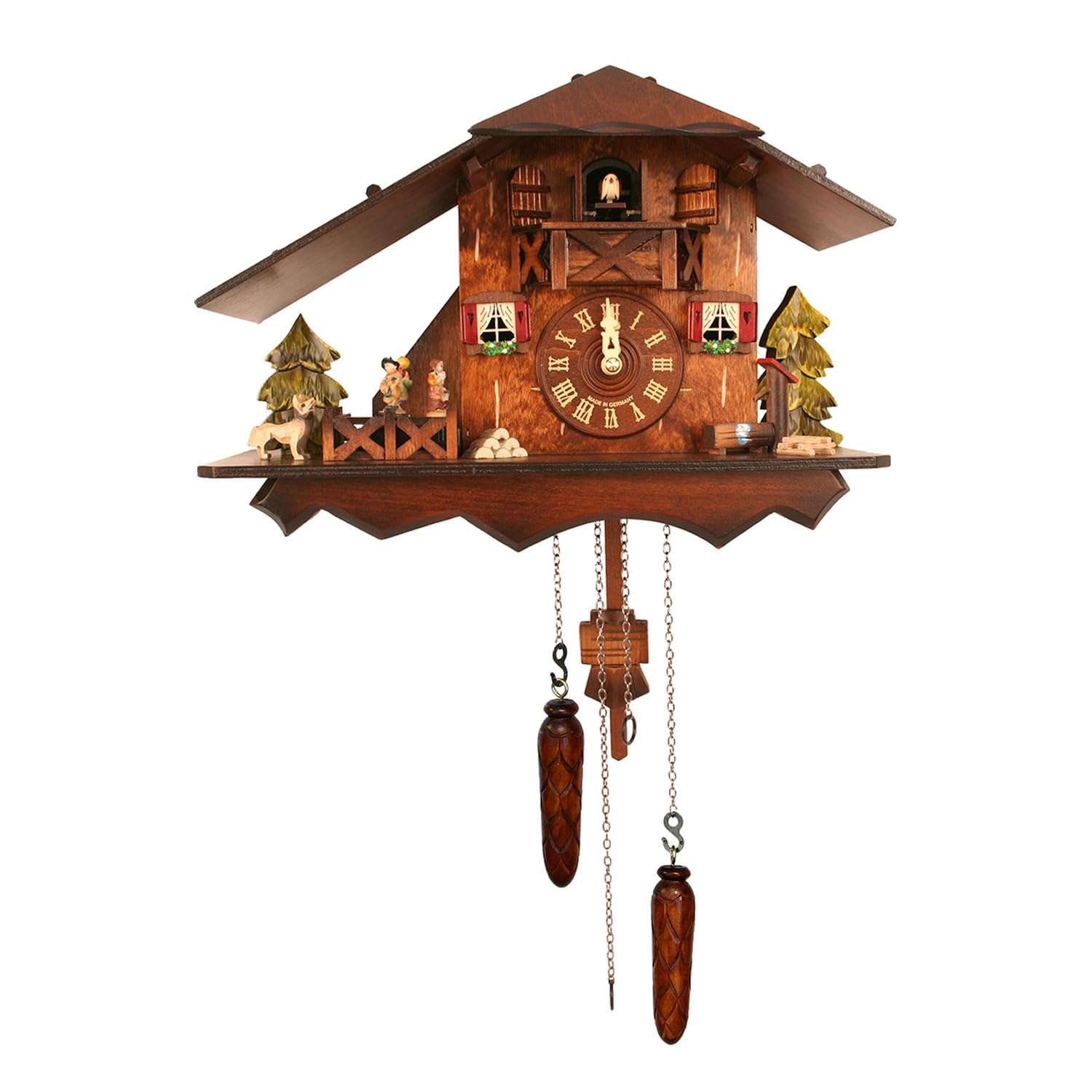 Alexander Taron 428Qmt Engstler Battery-Operated Cuckoo Clock-Full Size-9.5" H X 14" W X 6.5" D, Brown