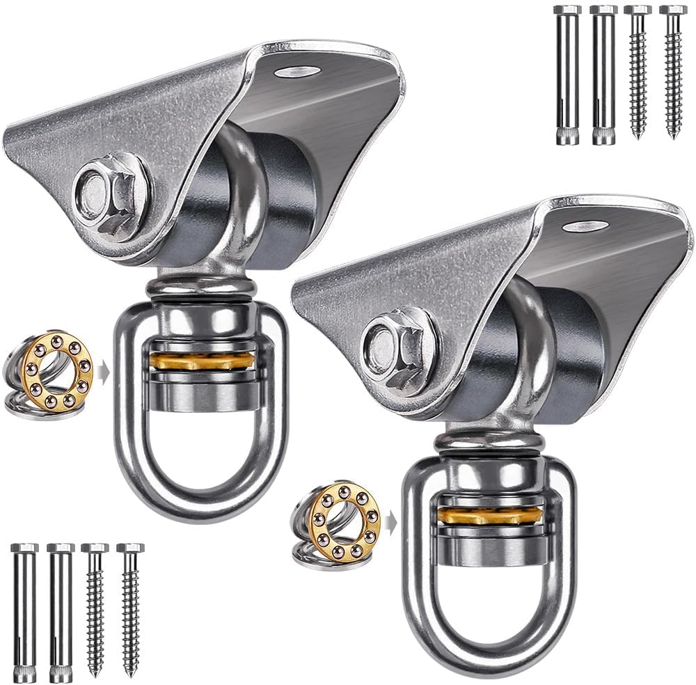 Benelabel Silent Swing Hanger - Heavy Duty Stainless Steel Swing Hook With Swivel Bearing For Hammock Chair, Porch Swing, Yoga S