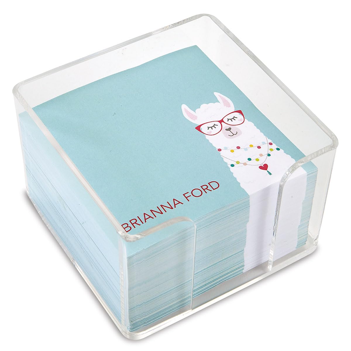 Current Personalized Llama Note Sheets In Cube - 400-Sheets, 3 1/2 Inches, Plastic Case, Memo Sheets, Shopping List, To-Do Notes