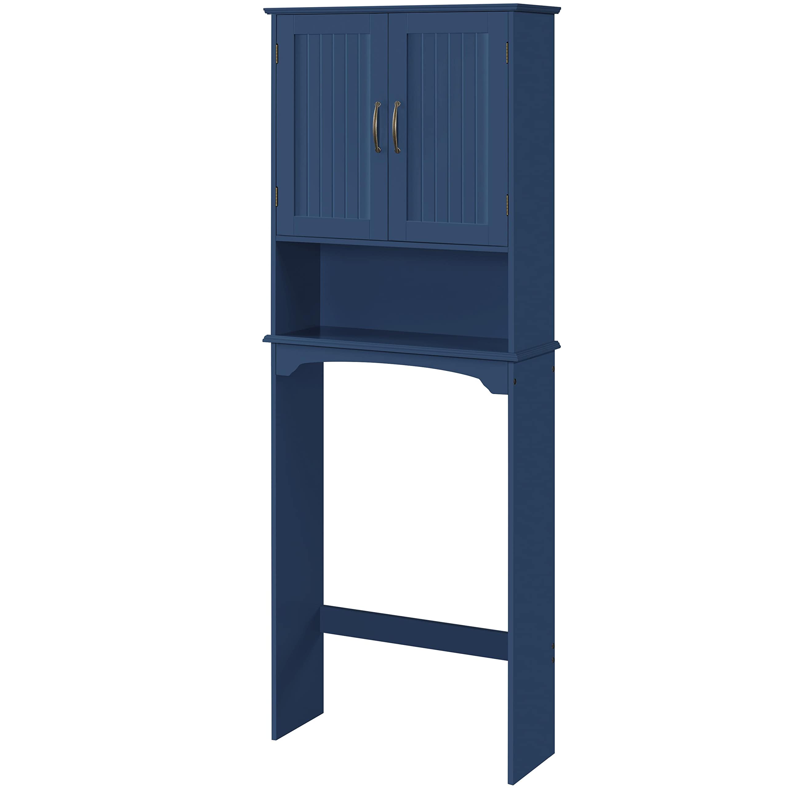Yaheetech Over The Toilet Storage with 2 Doors & Adjustable Shelf, Free Standing Toilet Rack Wooden Space-Saving Collect Cabinet