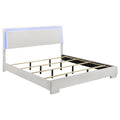 Coaster Home Furnishings Felicity Contemporary Leatherette Upholstered Eastern King Size LED Panel Bed Frame 49-inch Headboard White High Gloss 203500KE